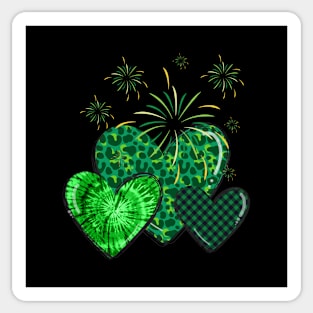 Three green hearts with different patterns. Enjoy St. Patrick's Day! Sticker